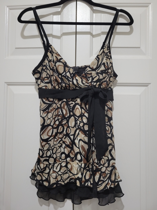 Byer California Tops - Byer California Beige/Brown/Black Abstract Print Flowy Top